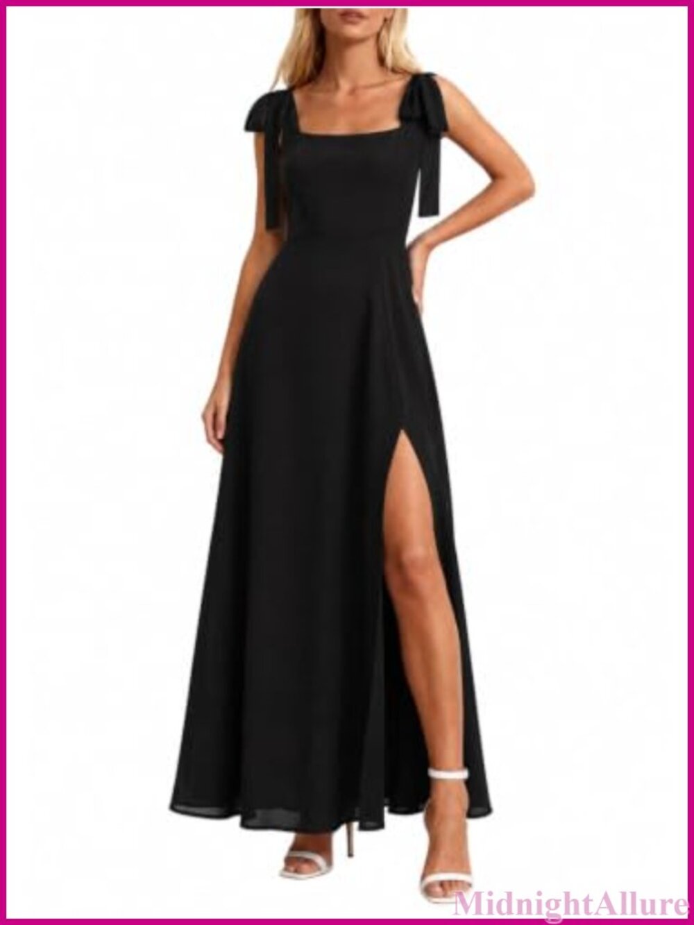 Sleeveless Tiered Slit Maxi Dress Square Neck Formal Wedding Guest